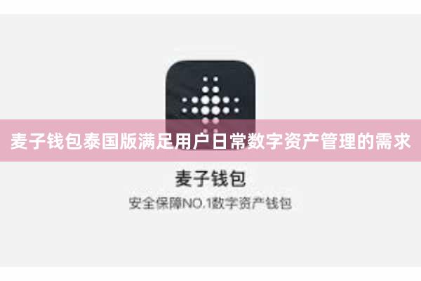 麦子钱包泰国版满足用户日常数字资产管理的需求