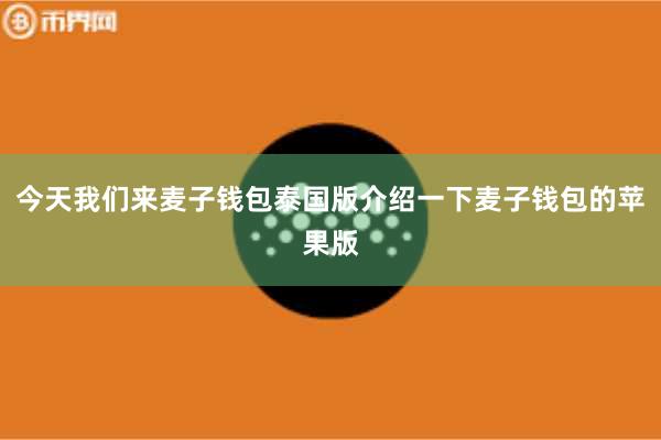 今天我们来麦子钱包泰国版介绍一下麦子钱包的苹果版