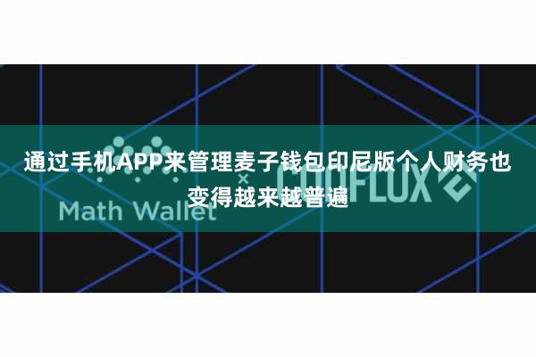 通过手机APP来管理麦子钱包印尼版个人财务也变得越来越普遍