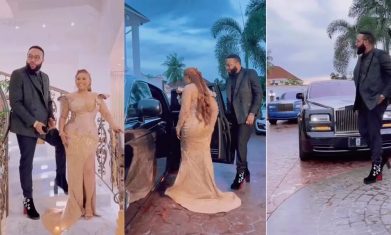 Billionaire Businessman, E-money Causes Stirs As He Steps Out With Wife In 'Bizarre' Shoes