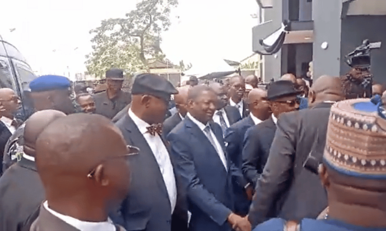 Wike, Malami, Others Run For Cover As Heavy Rain Disrupts Project Inauguration