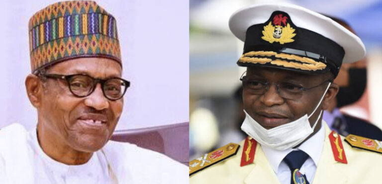 Buhari and Vice Admiral Awwal Gambo