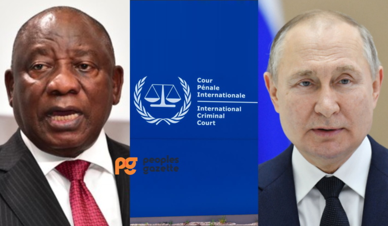 South Africa president Cyril Ramaphosa, International Criminal Court (ICC), and Russia leader Vladimir Putin