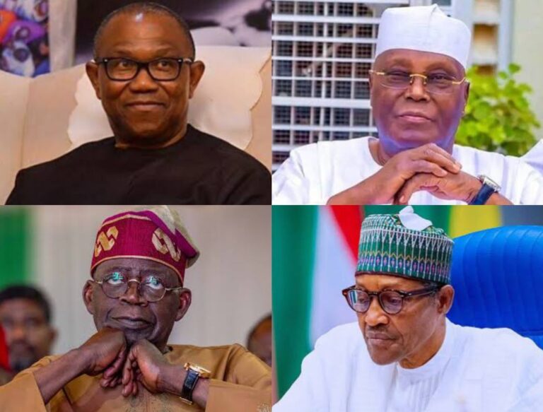 Peter Obi, Atiku Abubakar, Bola Tinubu and Muhammadu Buhari