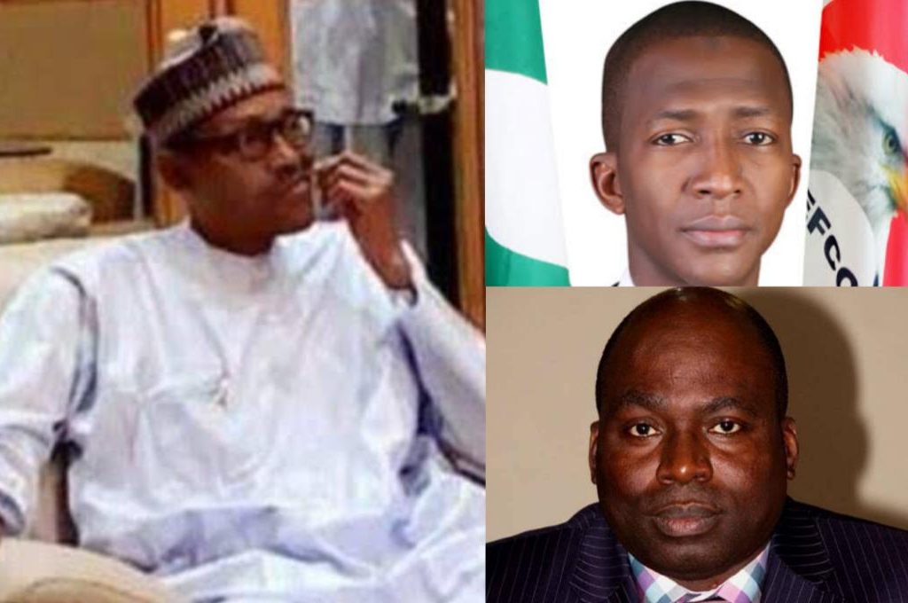 President Muhammadu Buhari, Abdulrasheed Bawa and Bolaji Owasanoye