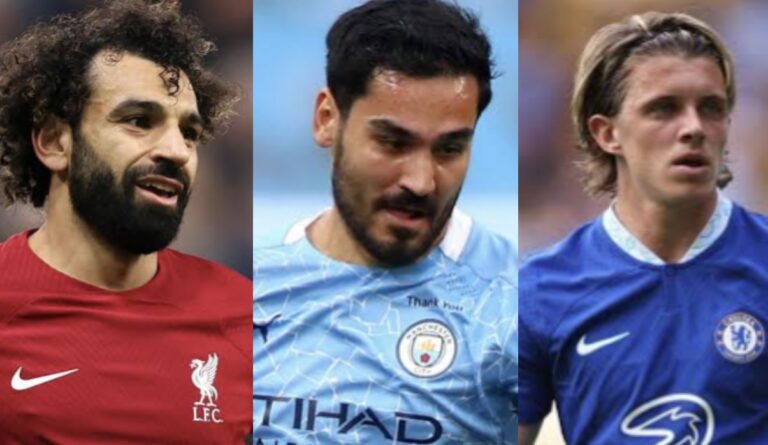 Ilkay Gündoğan, Mohamed Salah and Conor Gallagher