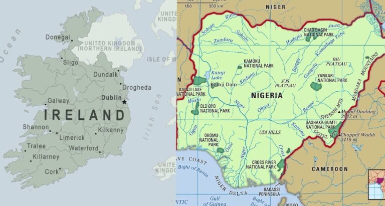 Republic of Ireland and Nigerian maps