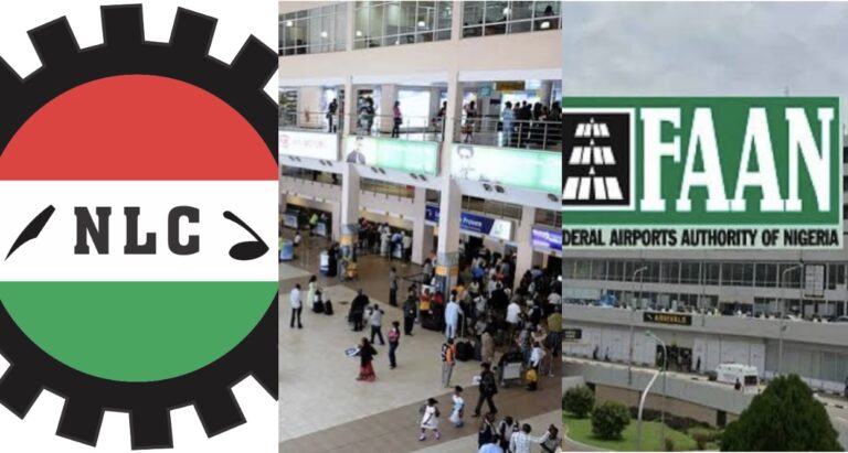 Federal Airports Authority of Nigeria (FAAN) , Nigeria Labour Congress and TUC picketing Lagos airport