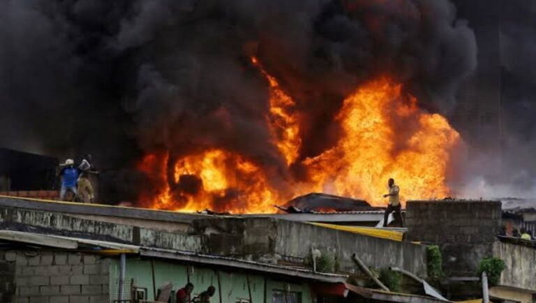 Fire outbreak in Lagos market