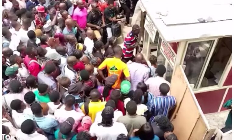 Reactions As Mammoth Crowd Storm Ikeja Passport Office