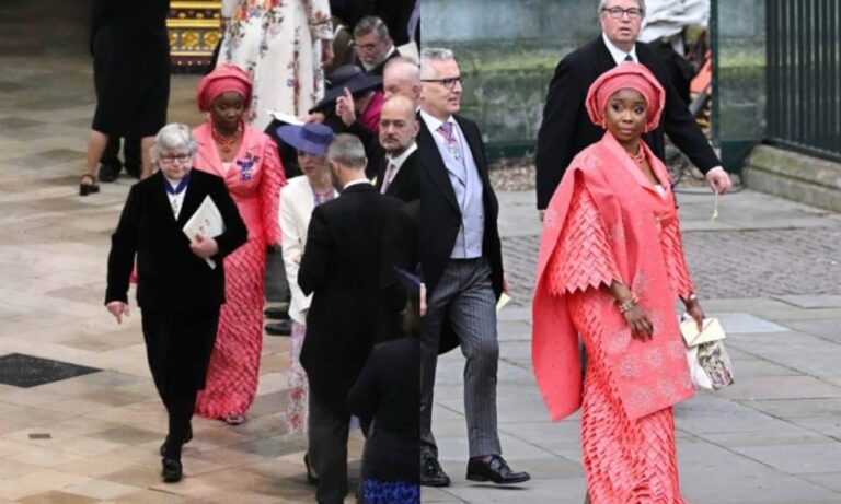 Reactions As Nigerian Aide To King Charles III Rocks Stunning Gele To His Coronation