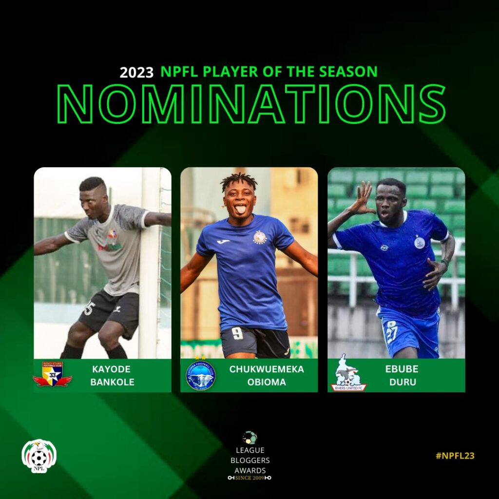 Bankole, Obioma, Duru nominated for NPL Player of the Season