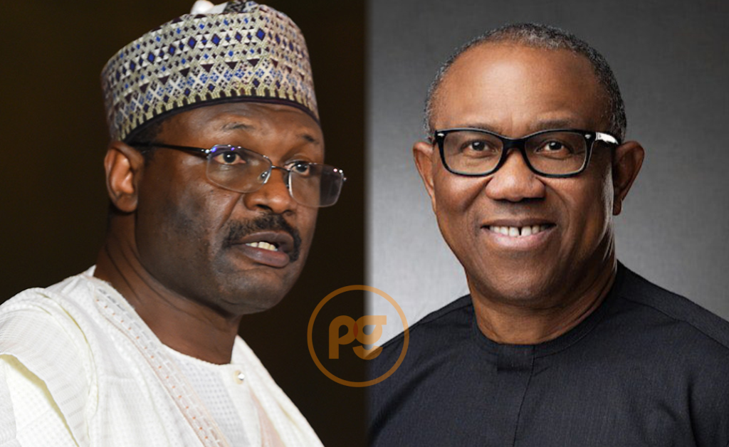 INEC chairman Mahmood Yakubu and Peter Obi