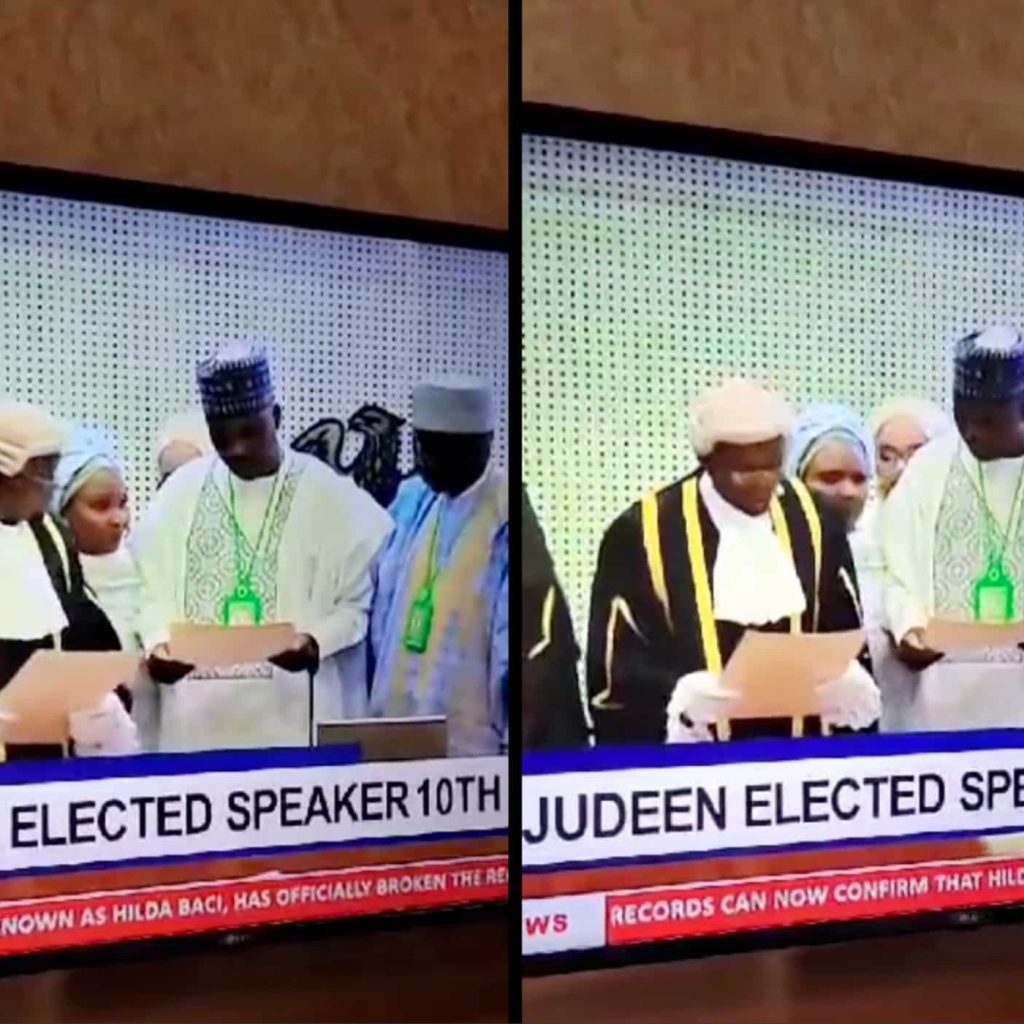 Moment One Of The Wives Of New Rep Speaker Stormed Stage, Displaces 'Rival' During Swearing In