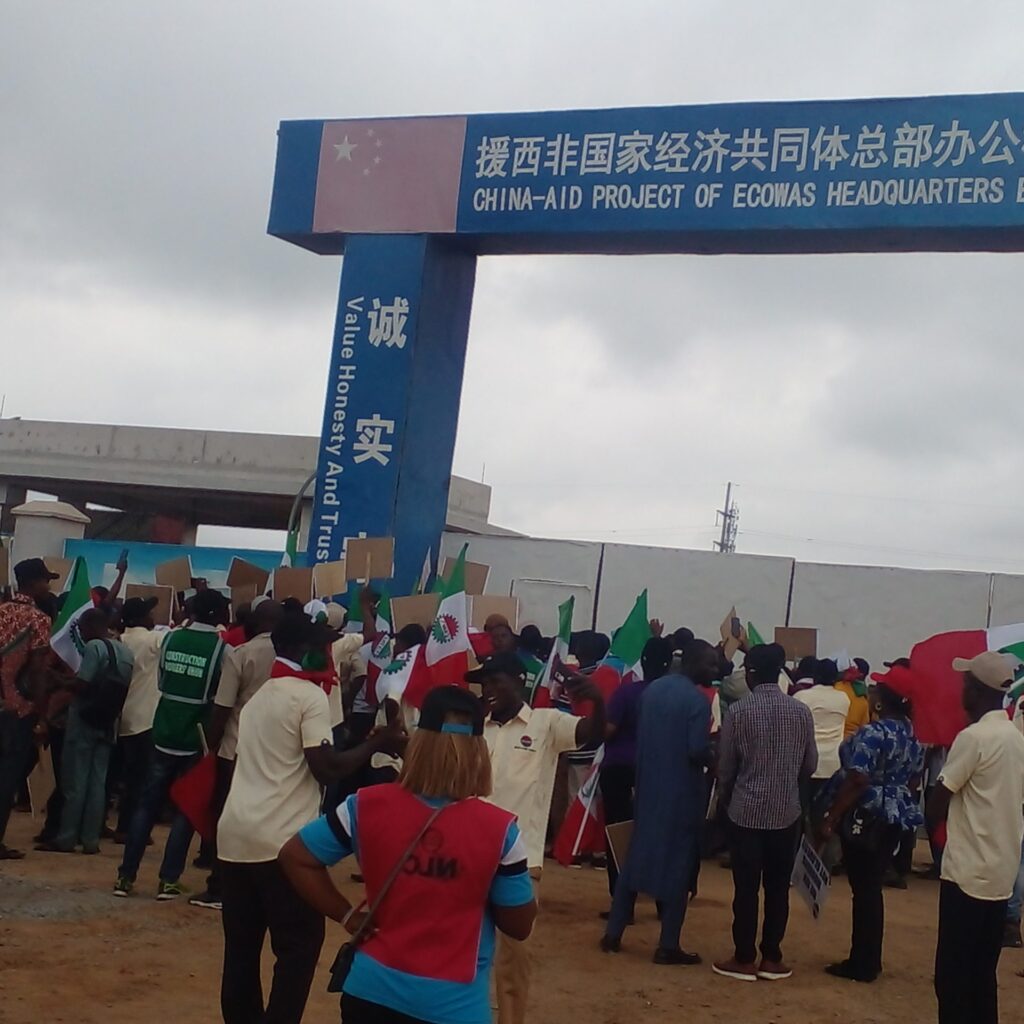 NLC pickets ECOWAS secretariat under construction