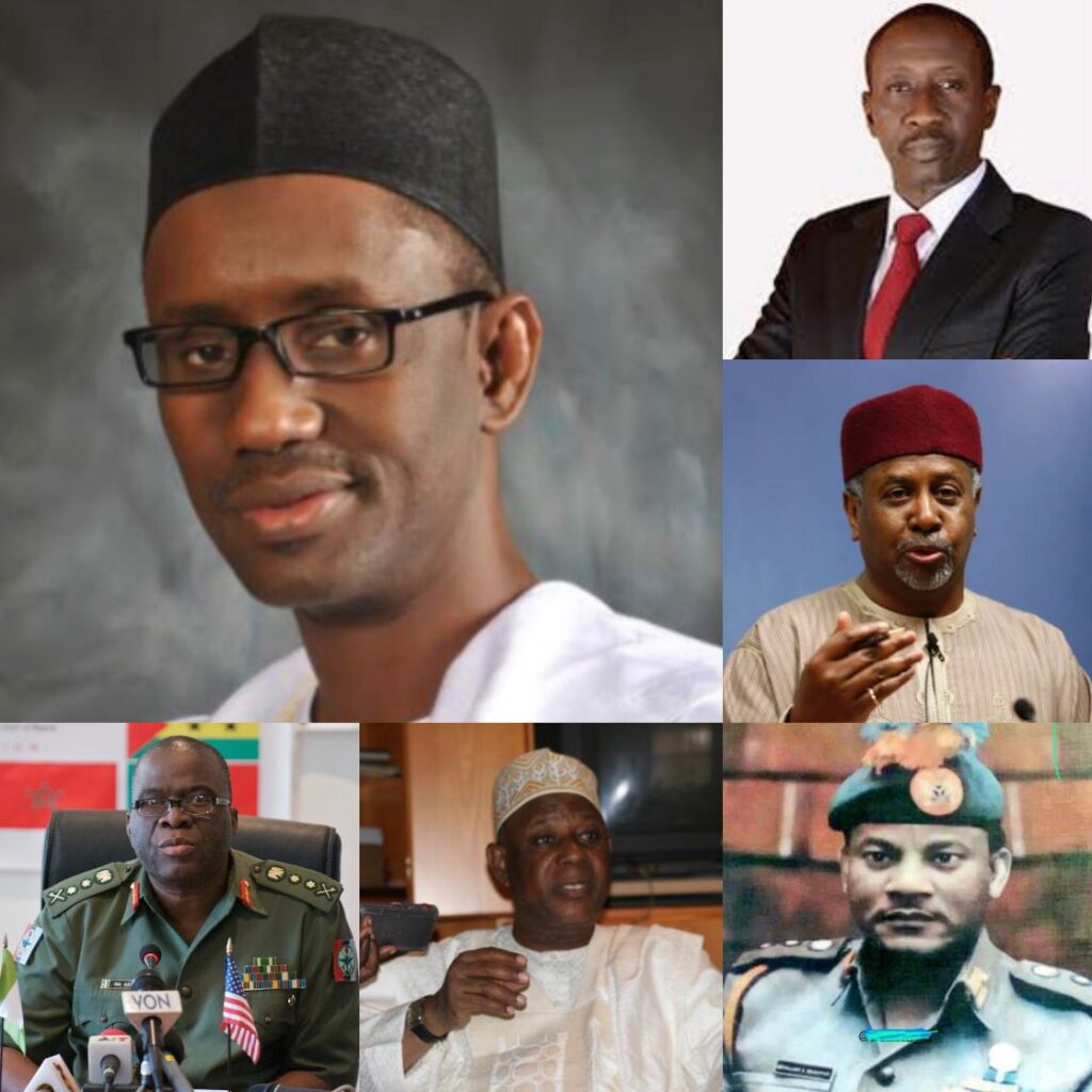 RIBADU, Babagana Monguno, Sambo Dasuki, Owoye Andrew Azazi, Aliyu Mohammed Gusau, Abdullahi Sarki Mukhtar