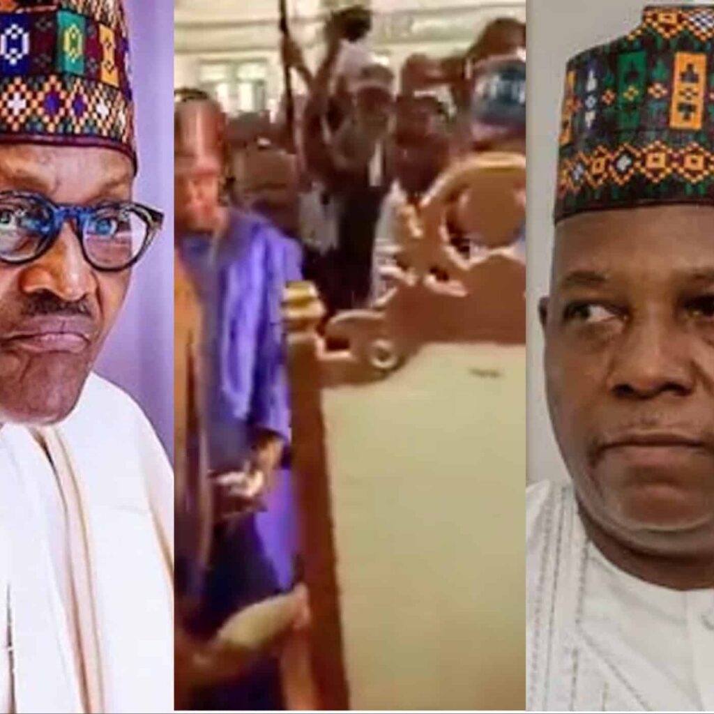 Moment Vice President, Shettima Offered Buhari His Seat At Event (Video)