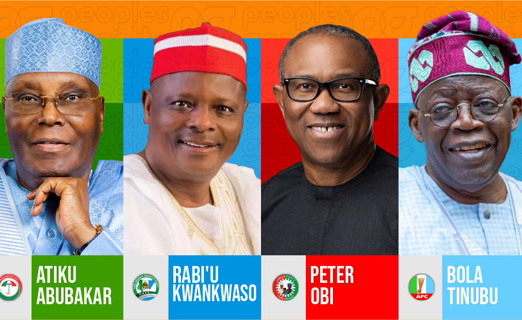 Atiku Abubakar, Rabiu Kwankwaso, Peter Obi and Bola Tinubu