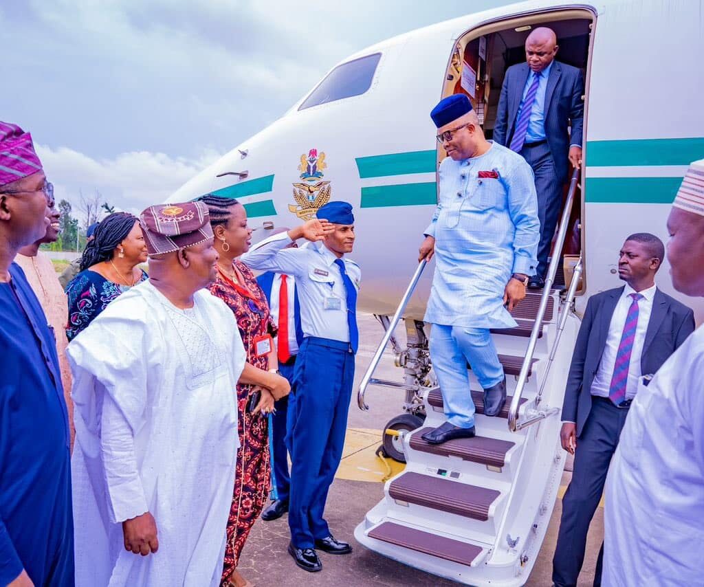 Senate President Akpabio Arrives Lagos (Photos)