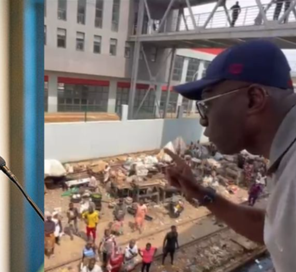 Watch Moment Sanwo-Olu Gives Traders On Red Line Rail Tracks Deadline To Vacate