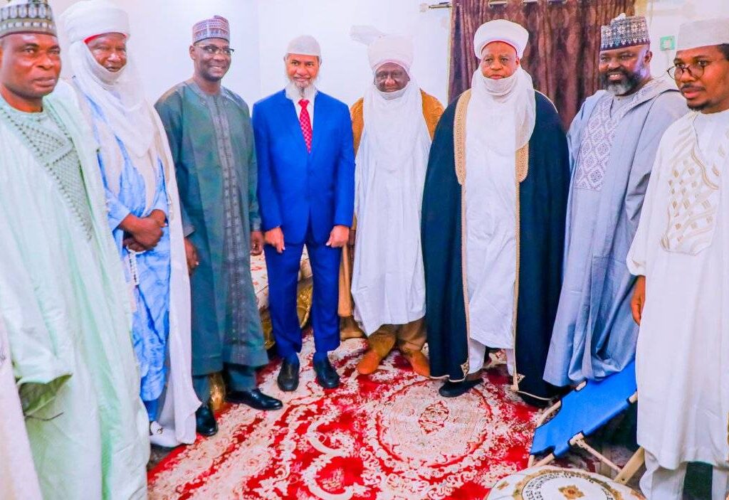 Gov Sule, Sultan of Sokoto, controversial Indian cleric, Zakir Naik meet in Keffi