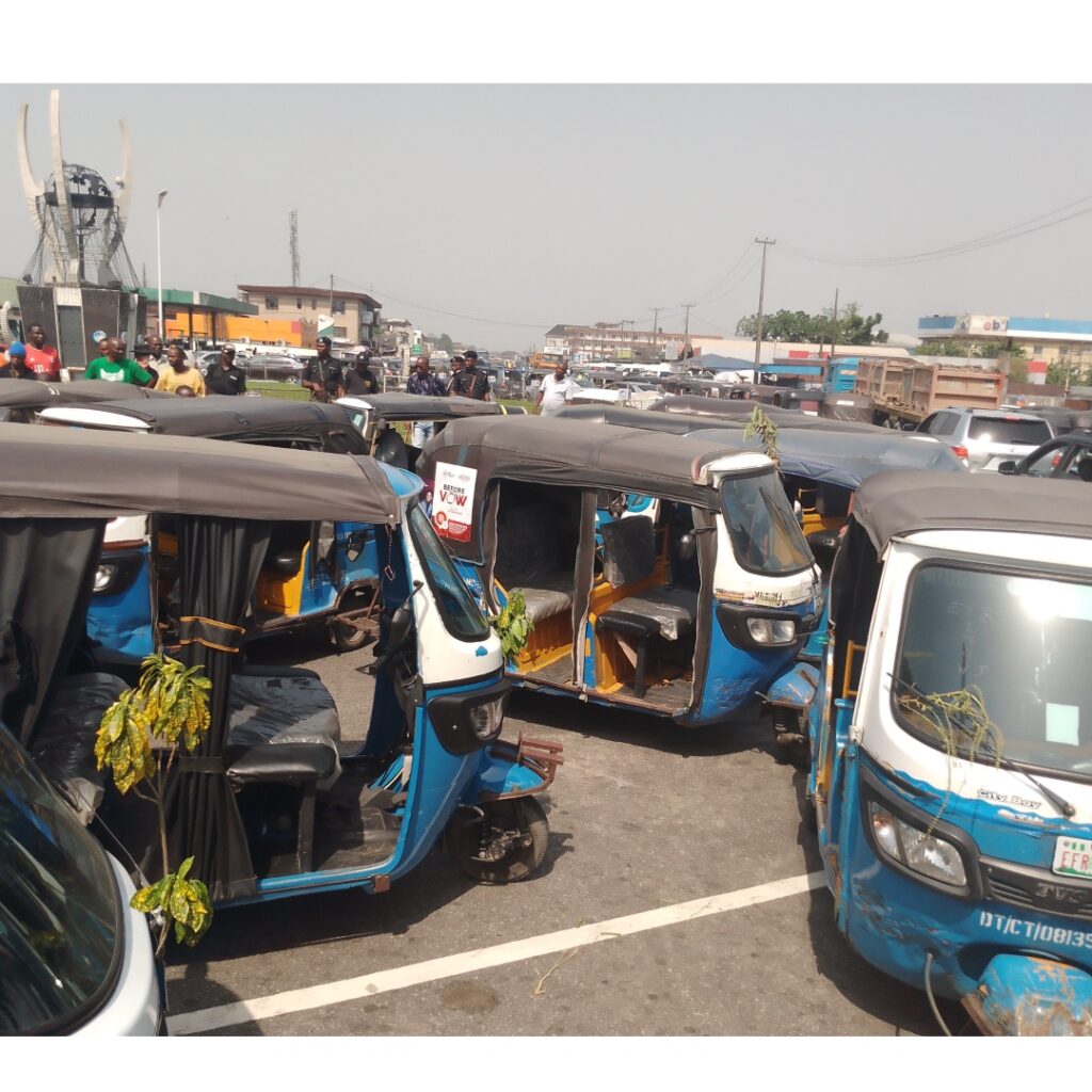 Commercial tricycle operators protest over sale of fake tickets by touts in Delta