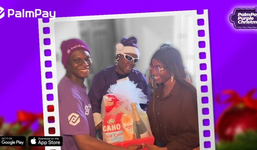 PalmPay Purple Christmas with Teni delivers hamper to lucky customer, more winners to emerge