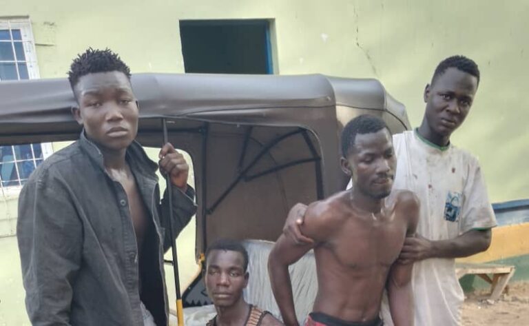 Police arrest 4 suspected armed robbers in Adamawa, recover stolen tricycle