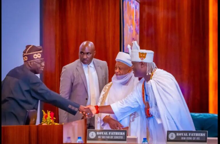 August 1 protests: Details of Tinubu's meeting with Ooni of Ife, Sultan of Sokoto