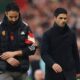 Mikel Arteta of Arsenal and Ruben Amorim of Manchester United